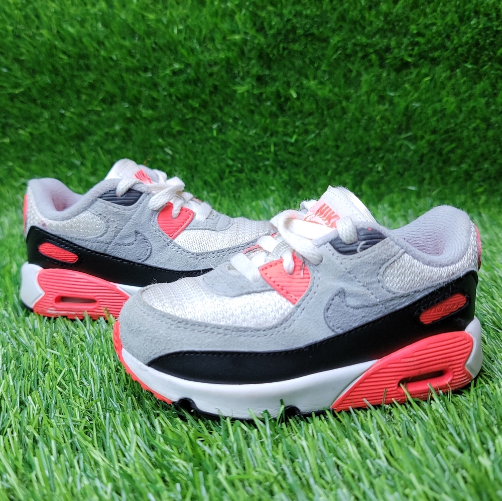 Nike Air Max 90 III 3 Infrared White Black Cement Gray CT1685-100 Toddler 7C